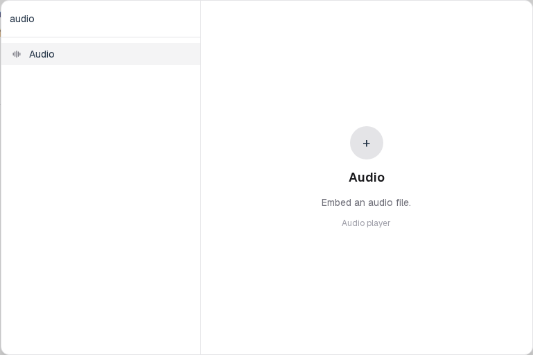 Insert menu open on Audio in the Media group.