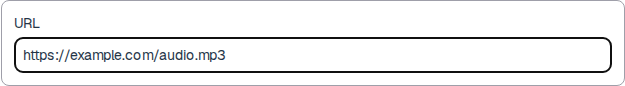 Audio block with an HTTPS file URL.
