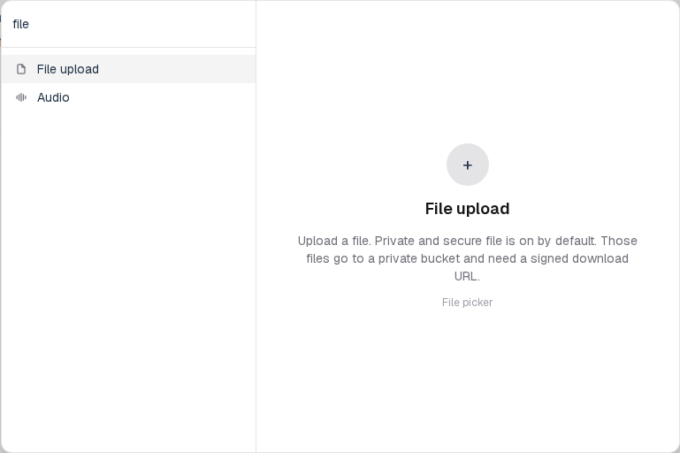 Insert menu open on File upload in the Questions group.