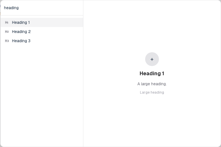 Insert menu open on Heading 1 in the Layout group.