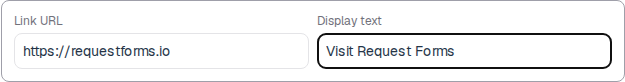 Link card with a URL and Visit Request Forms as display text.