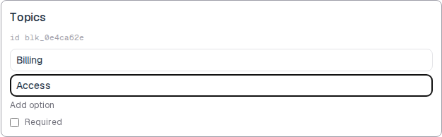 Multi-select card with Billing and Access as options.