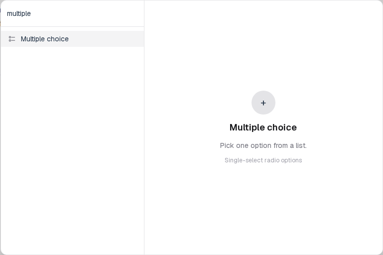 Insert menu open on Multiple choice in the Questions group.
