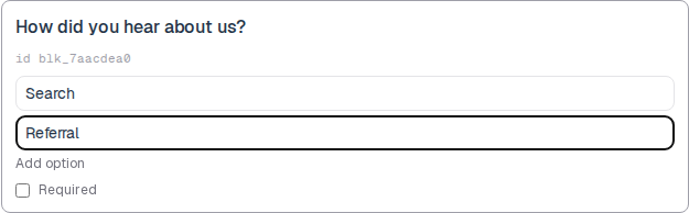 Multiple choice with Search and Referral as options.
