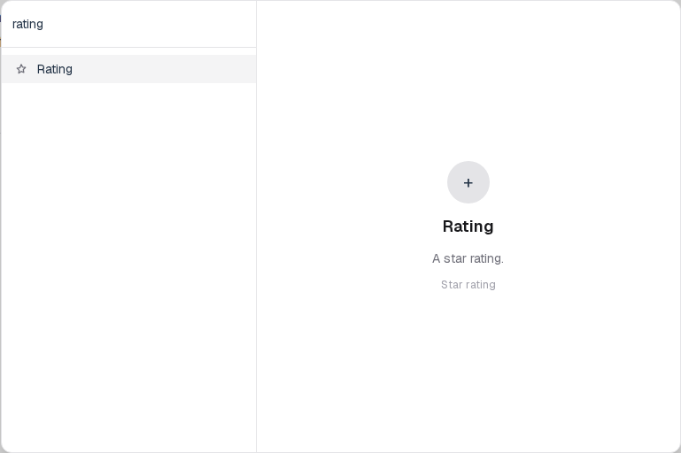 Insert menu open on Rating in the Questions group.