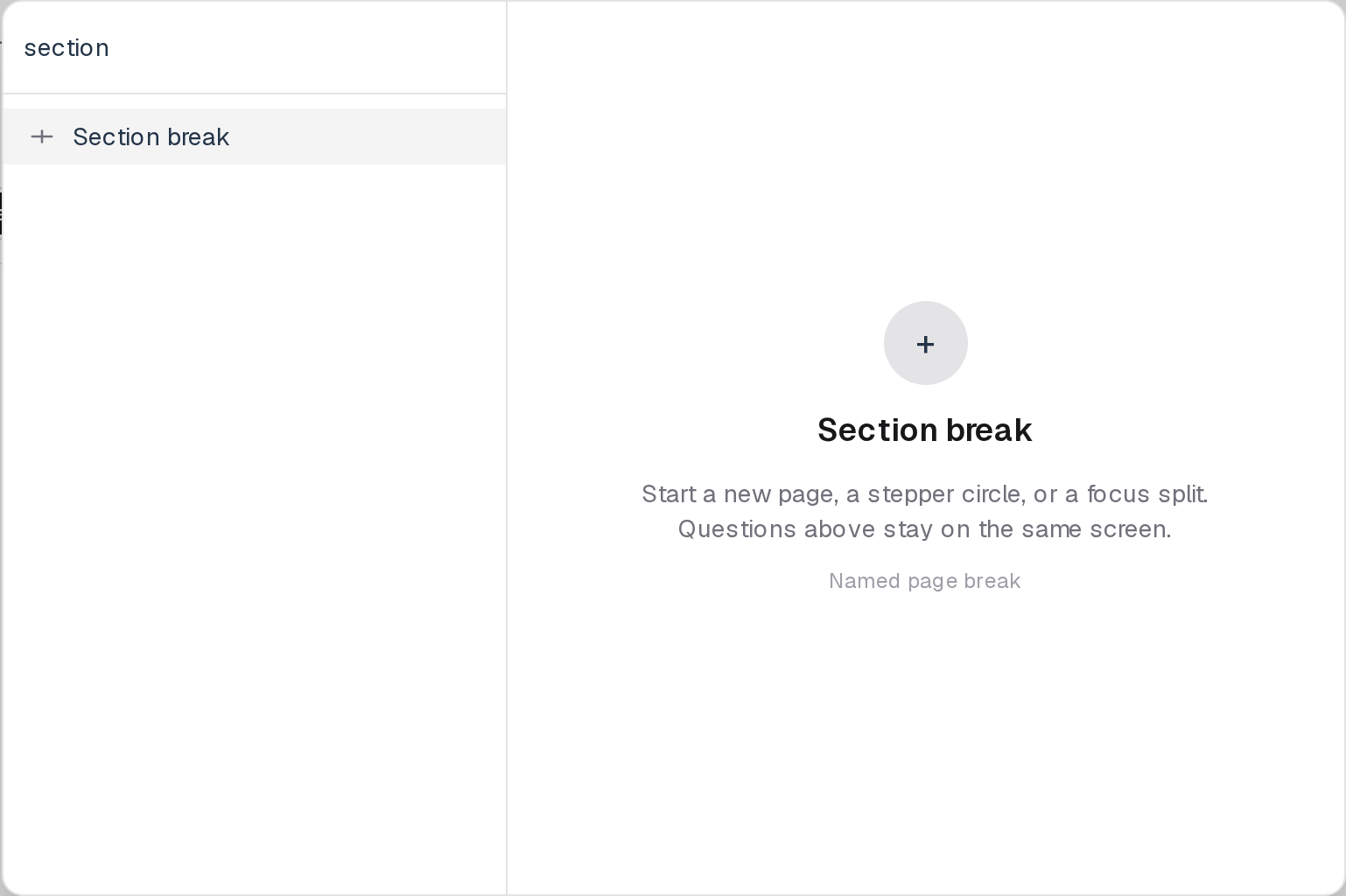 Insert menu open on Section break in the Layout group.