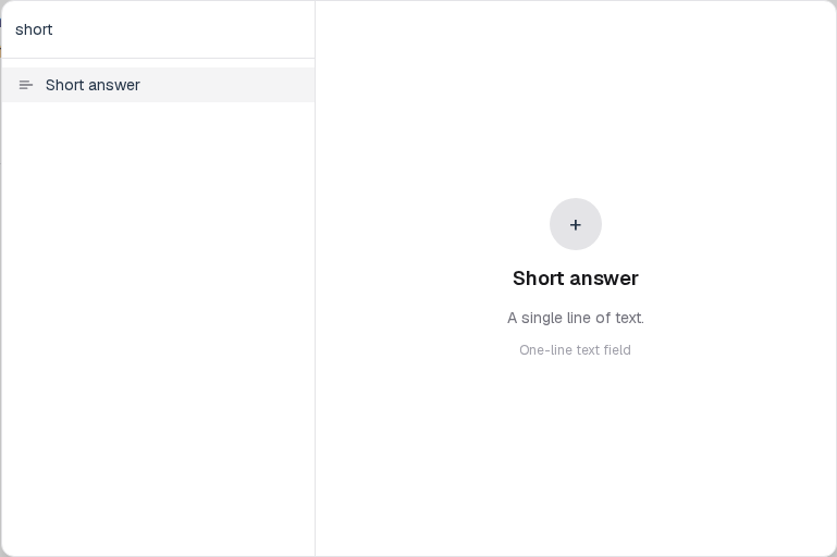 Insert menu open on Short answer in the Questions group.